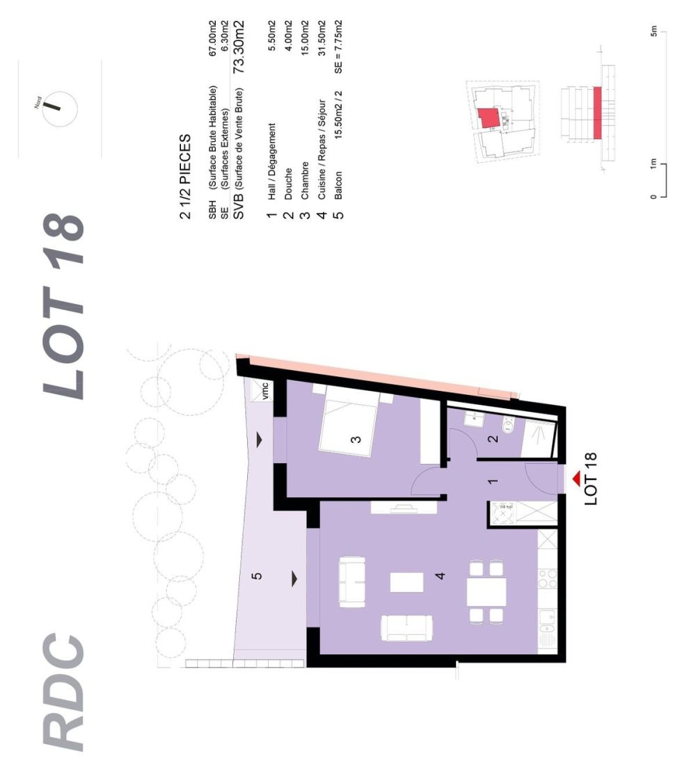 Les Jardins de Mabillon - Plan de l'appartement