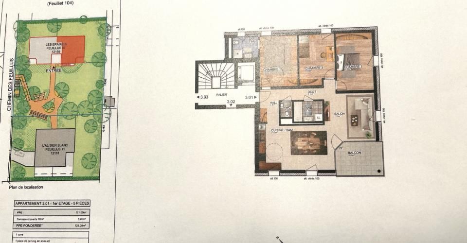 CHEMIN DES FEUILLUS 7 5 PIECES 1er ETAGE MEYRIN - Appartement 5 pièces - image - 3