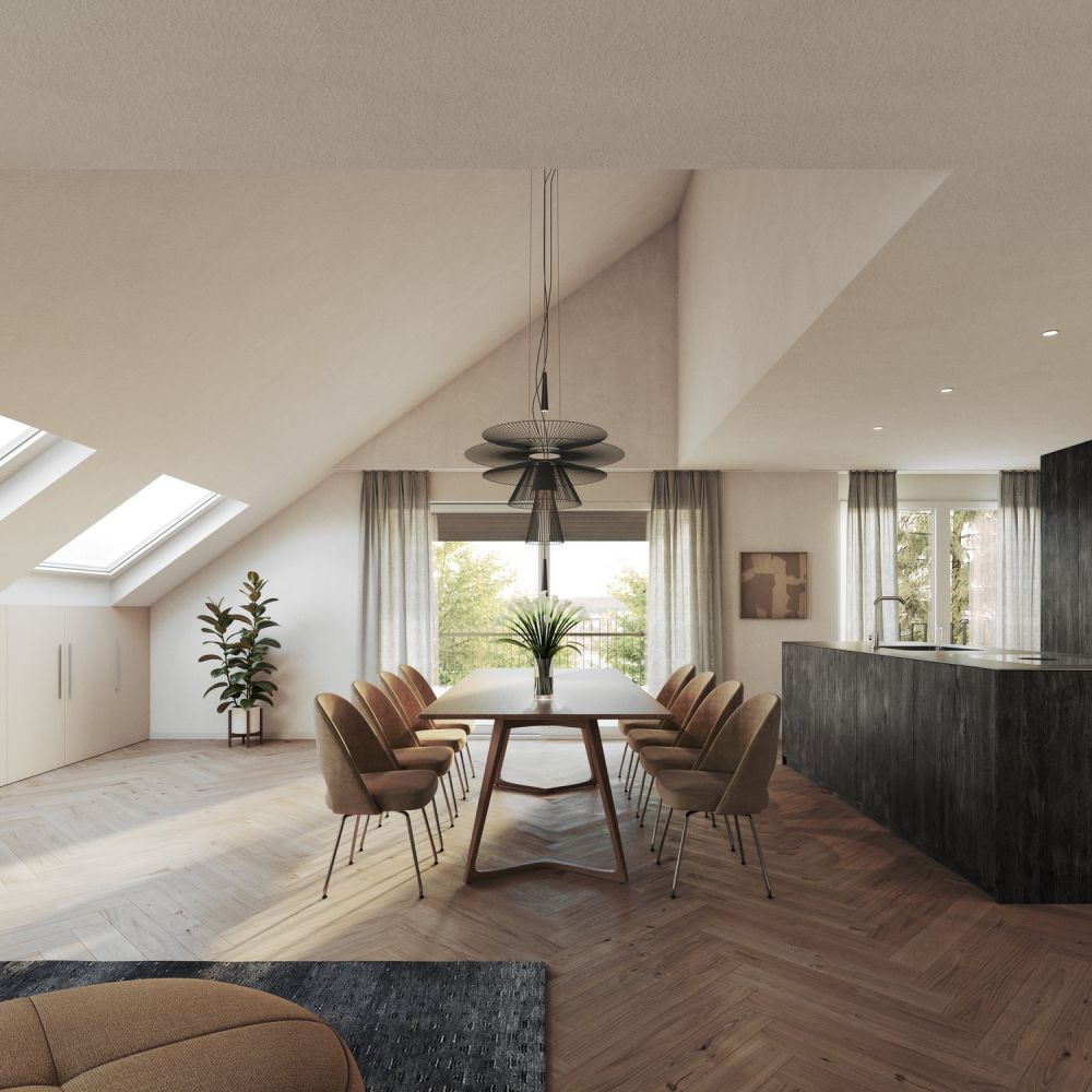 Wohnen im Moment vollkommener Balance - Wohn- und Essbereich