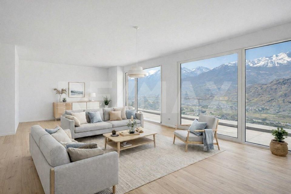 Neuf | 3.5p 91m² + terrasse 43m² | Vue vallée du Rhône — Hauteurs de Sion dès CHF 670'000.- - Appartement 3.5 pièces - image - 1