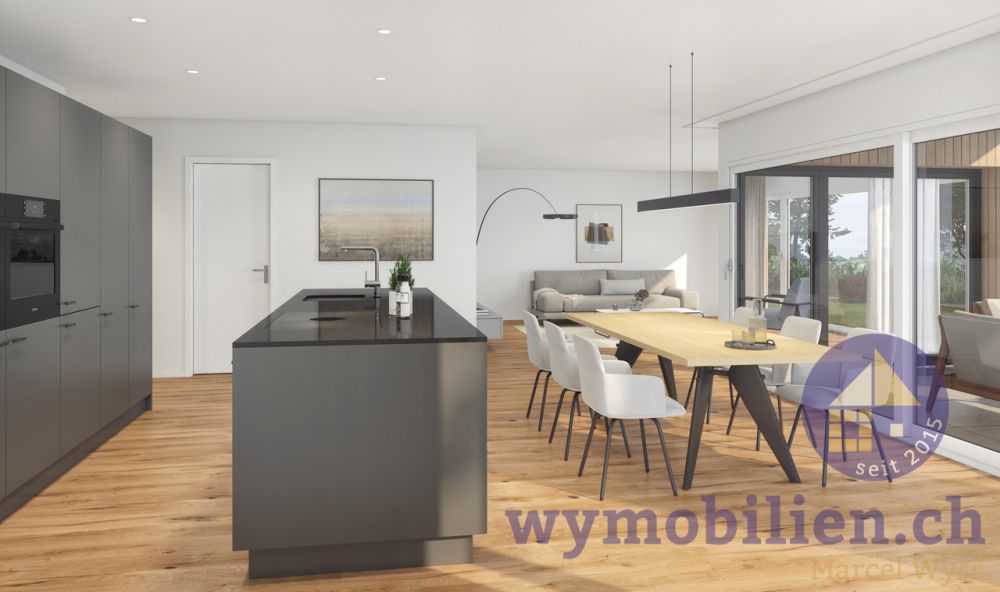 Bezugsbereit 1.8.2026! Jetzt Besichtigung vereinbaren! - Küche und Essbereich (Whg 1,3)