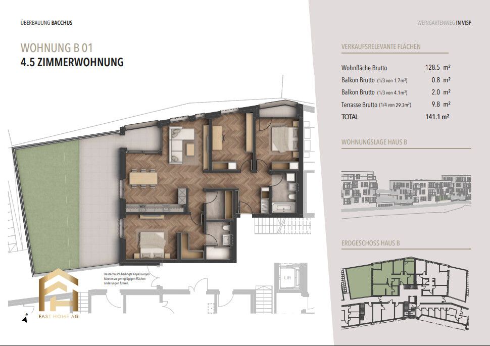 Wohnprojekt BACCHUS: Helle 4.5 ZWG mit grosser Terrasse - 4.5 ZWG B01