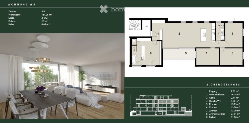 Gehobenes Wohnen in Allschwil – 5.5-Zimmer-Neubauwohnung mit Westbalkon und Einstellhalle -  Bild 7