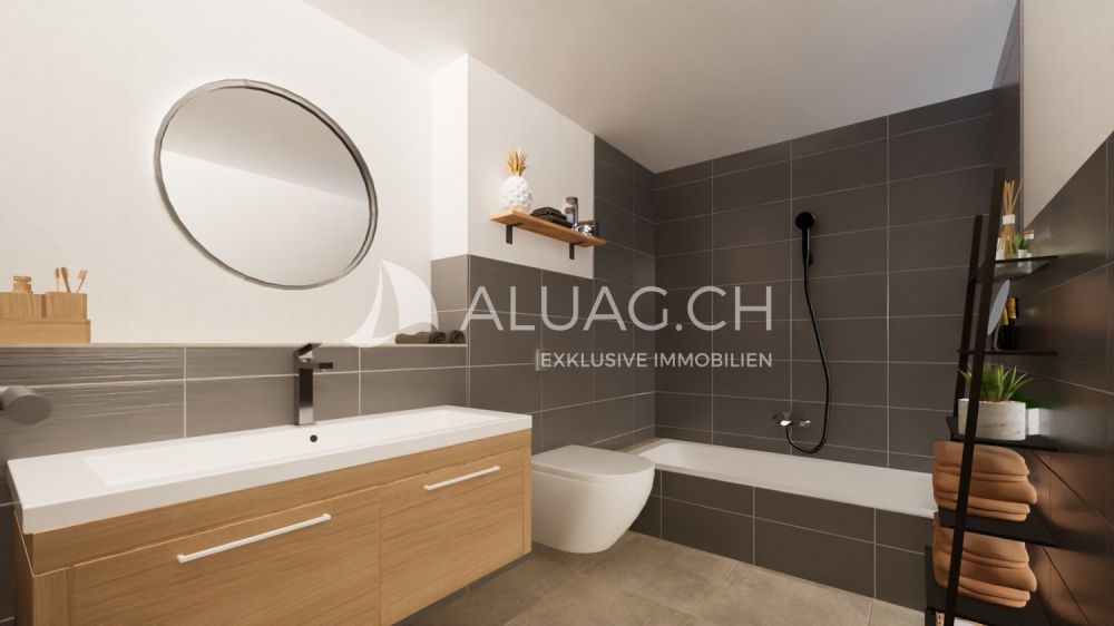 4.5 ZIMMER ERDGESCHOSSWOHNUNG - Ein gut ausgestattetes Badezimmer bietet Modernität und Funktionalität