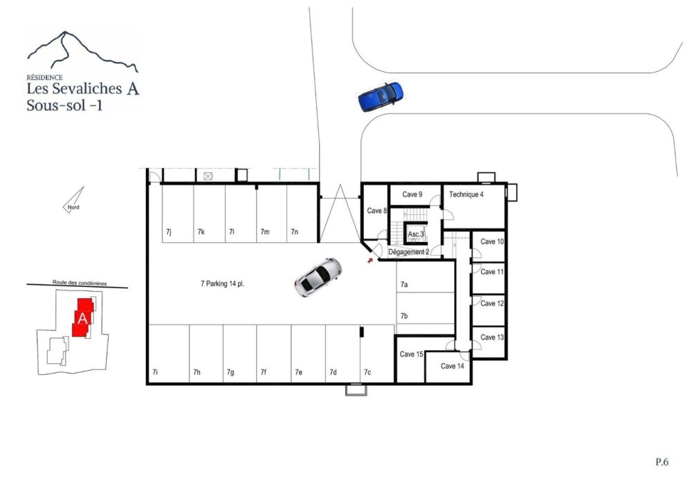Nouvelle résidence "Les Sevaliches" - Evolène - Plan du sous-sol - Parcs intérieurs et caves