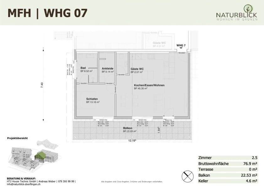 Moderne 3.5-Zimmer-Neubau-Wohnung mit Balkon in Dörflingen -  Bild 5