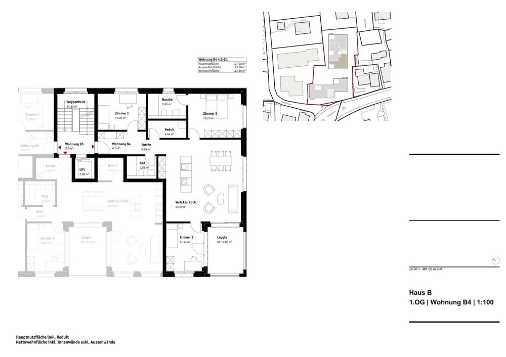 Etagenwohnung - Neubauprojekt "Lindenberg" - LINDENBERG - Grundrisspläne B4 - Aktualisierte Pläne