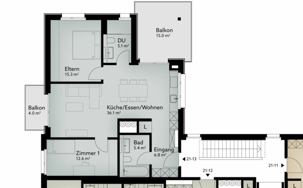 Neubauprojekt | 101 m² - 3.5-Zi.-Wohnung | 1. OG | Erstbezug - Visualisierung