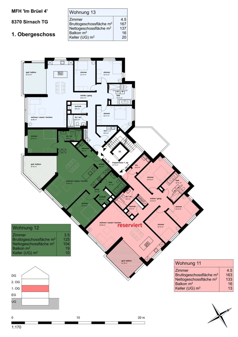 Neubau Eigentumswohnungen "Sonnenfeld" Im Brüel 4, Sirnach - 1. Obergeschoss