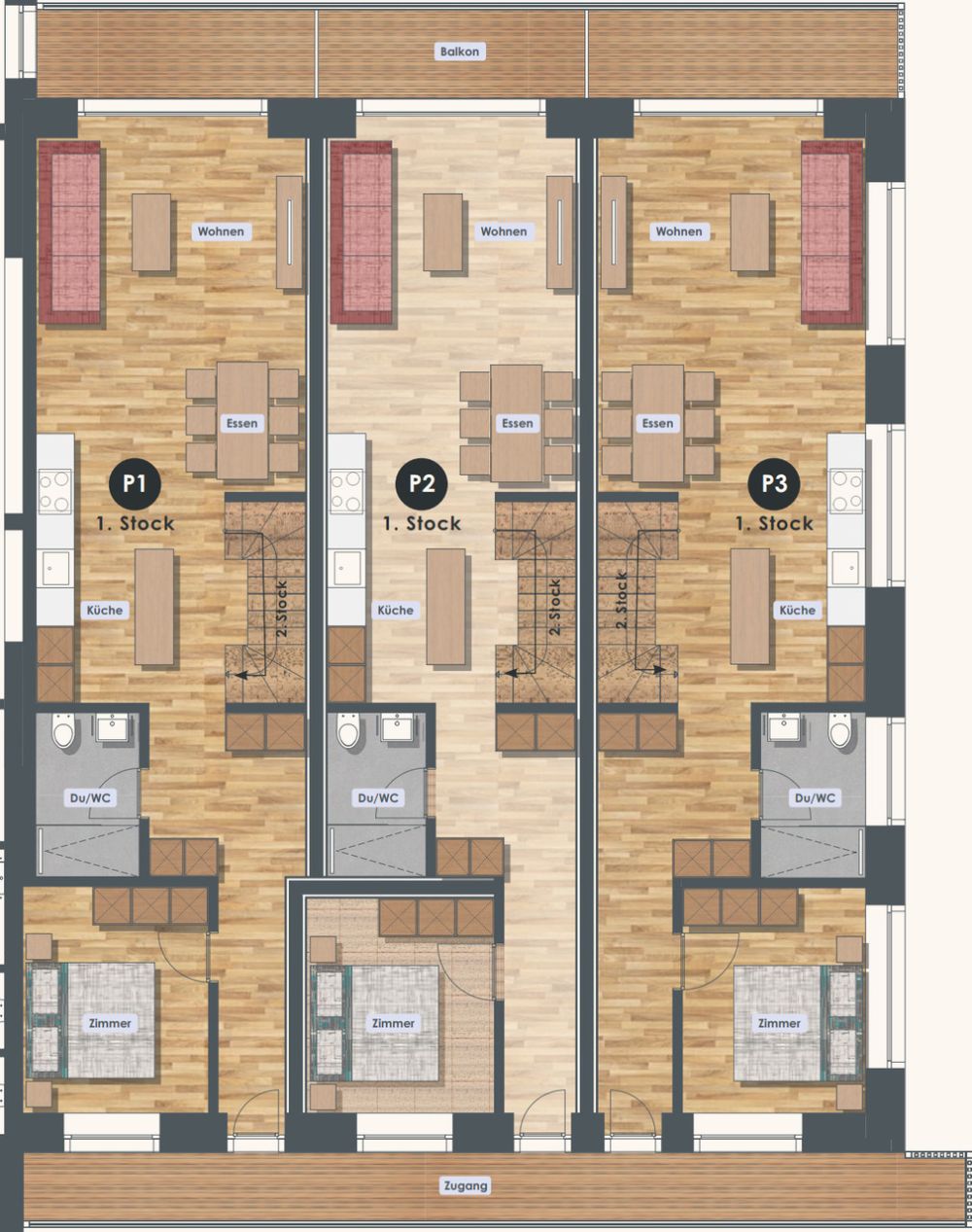 Primavera - 4.5 Maisonettewohnung Süd / West (P1 / P2 /P3) - Bild 5