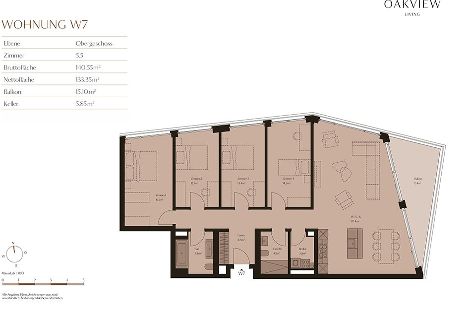 Exklusive, ruhige und moderne Geschosswohnung mit romantischem Balkon und Waldsicht - W7 -  Bild 5