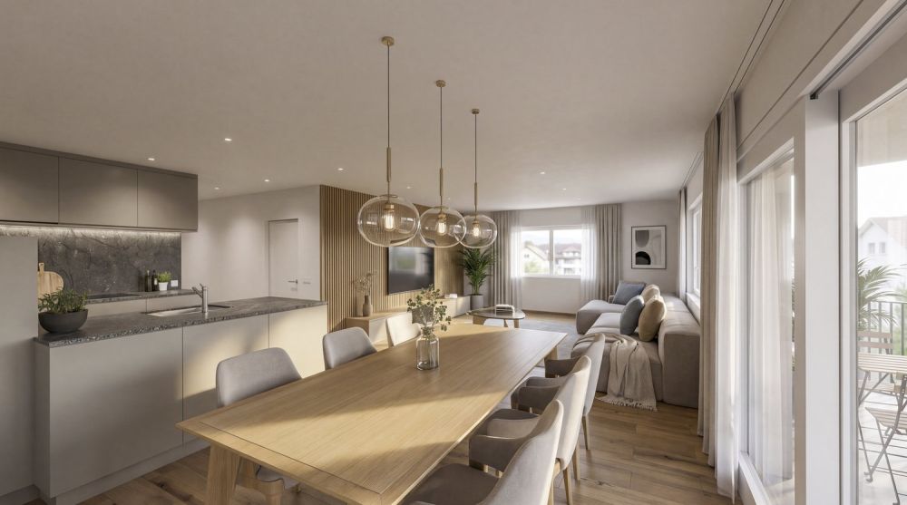 Exklusiver Neubau: 3.5 Zimmerwohnung im Obergeschoss - Essbereich / Küche
