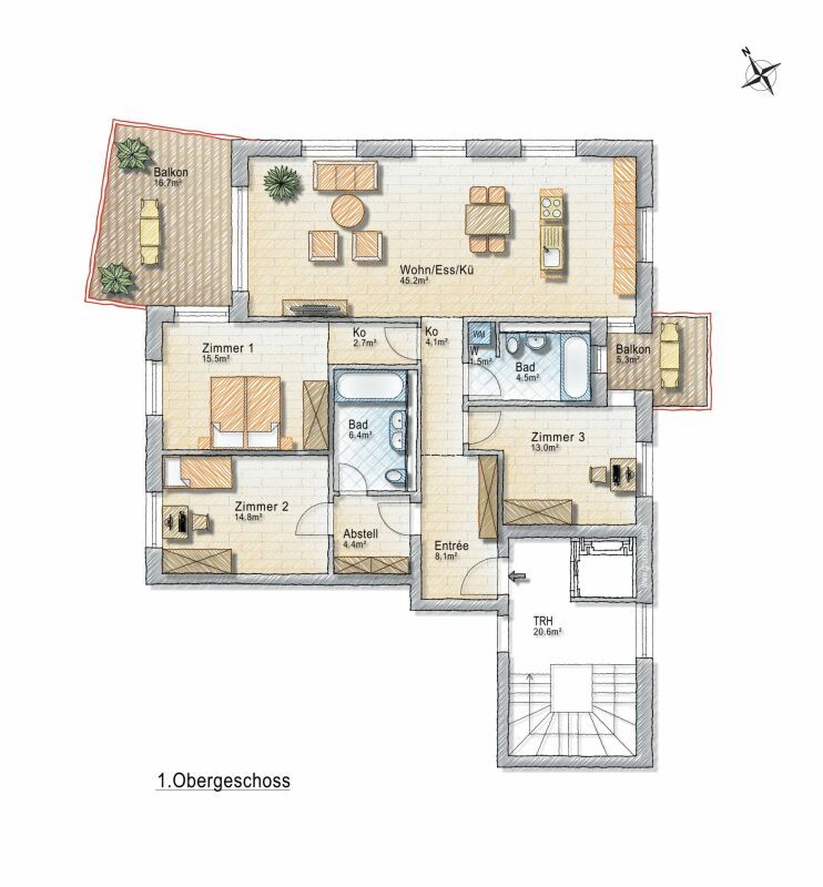 Wohnen mit Komfort: 4.5-Zimmer Neubauwohnung mit sonnigem Balkon -  Bild 9