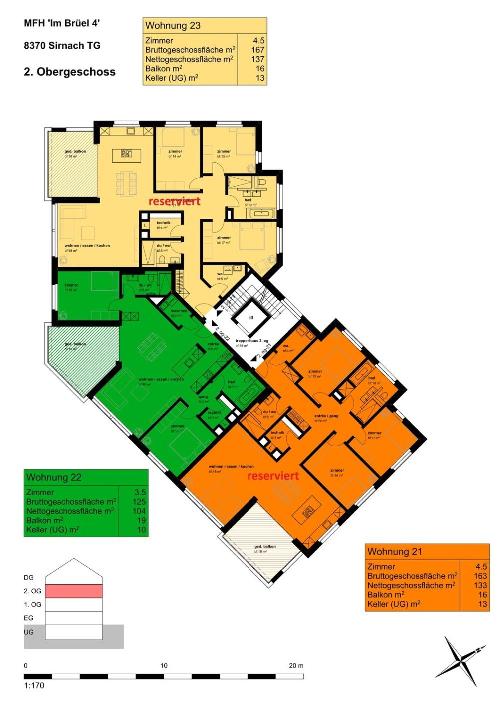 Neubau Eigentumswohnungen "Sonnenfeld" Im Brüel 4, Sirnach - 2. Obergeschoss