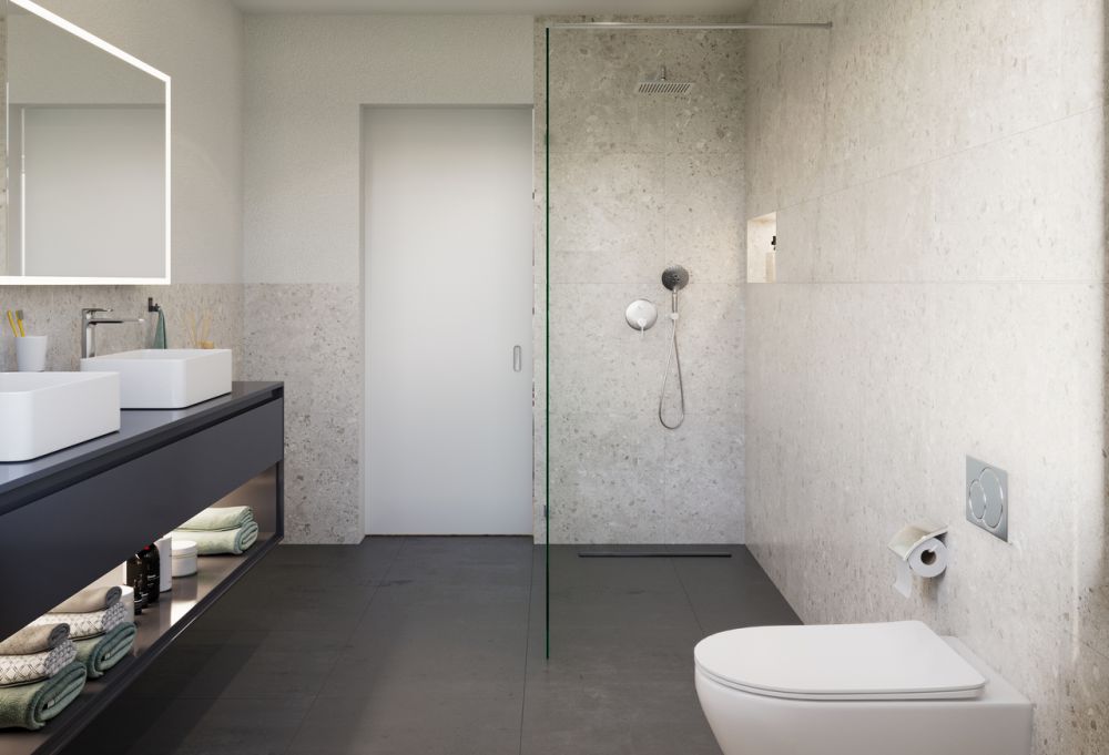 4.5 Z.-EG-Wohnung B im Haus A, 138 m² Netto Wohnfläche, 25m² Sitzplatz - Bad