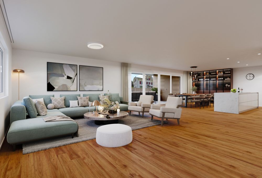 5.5 Zimmer-Wohnung (A) im EG, mit 144 m2 Netto WF und 31.4m2 Terrasse - Wohnen