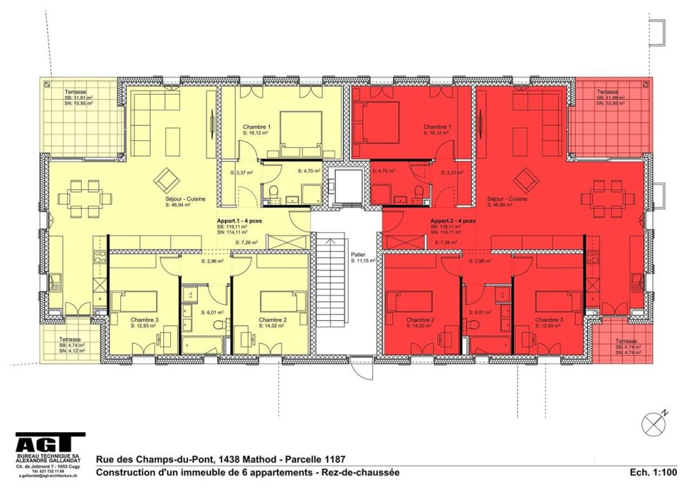 Mathod à vendre 6 grands appartements de 4 1/2 pièces sur plan - rez