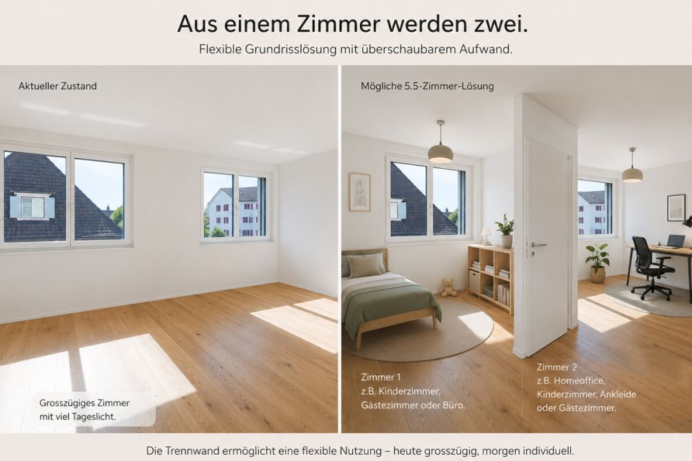 Grosszügige 4.5-Zimmer-Wohnung mit Option auf 5.5 Zimmer, Kreuzlingen - Visualisierung einer Idee