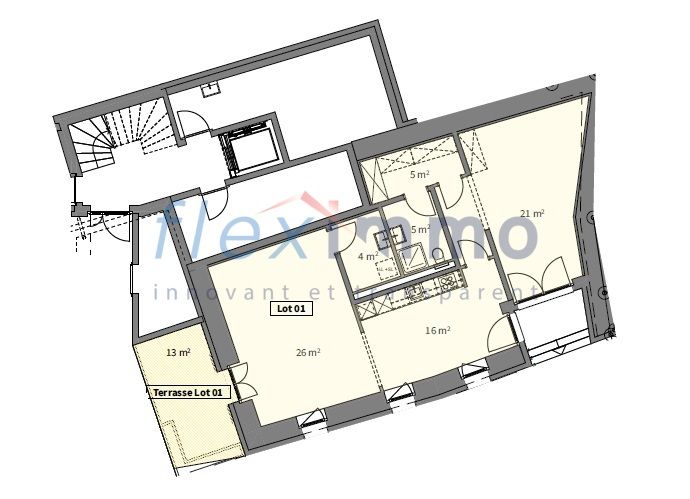 2,5 Zimmer neu mit Terrasse Luft rein aus dem Jura, Zug direkt nach Nyon - Plan appartement - image non contractuelle
