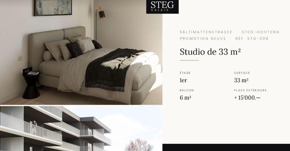 STEGref236 - Pièces 1,5 (studio) · 33 m² avec balcon dès CHF 215'000.? - Appartement 1.5 pièces - image - 1