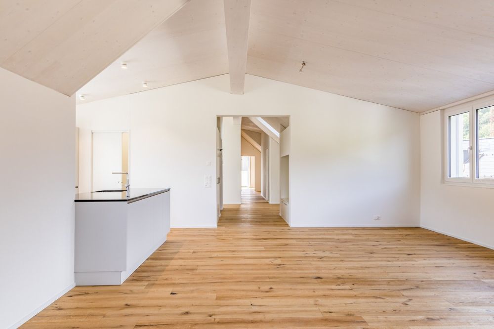Grosszügige Neubau-Dachwohnung mit Weitblick und Natur - Wohn- und Essbereich