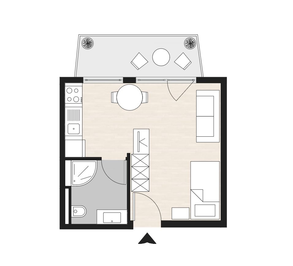 Zentrales, möbliertes Studio mit Balkon zum Innenhof in Zürich Wiedikon -  Bild 12