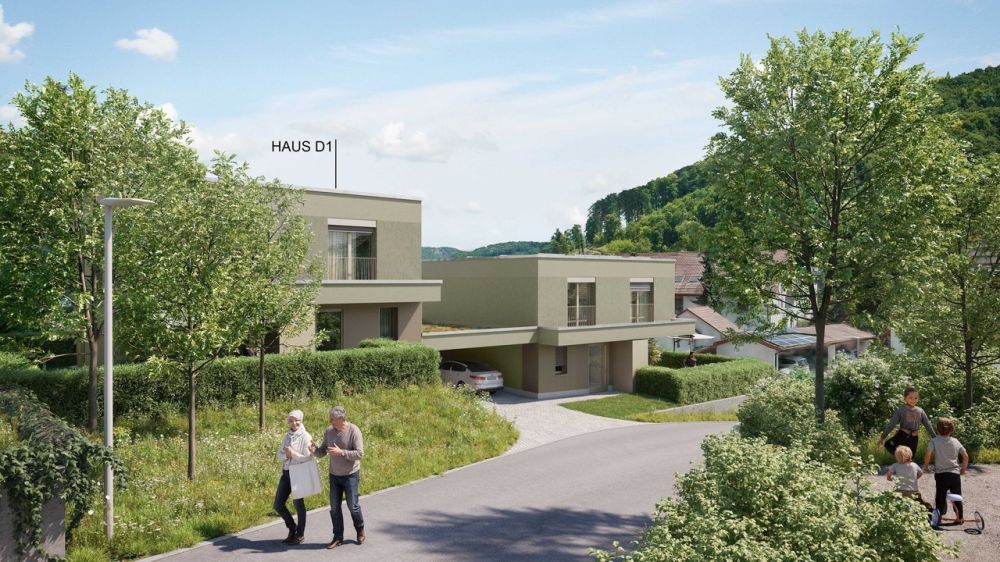 Baubewilligtes Projekt Gemsacker: 4.5-Zimmer-Doppeleinfamilienhaus D1 - Visualisierung