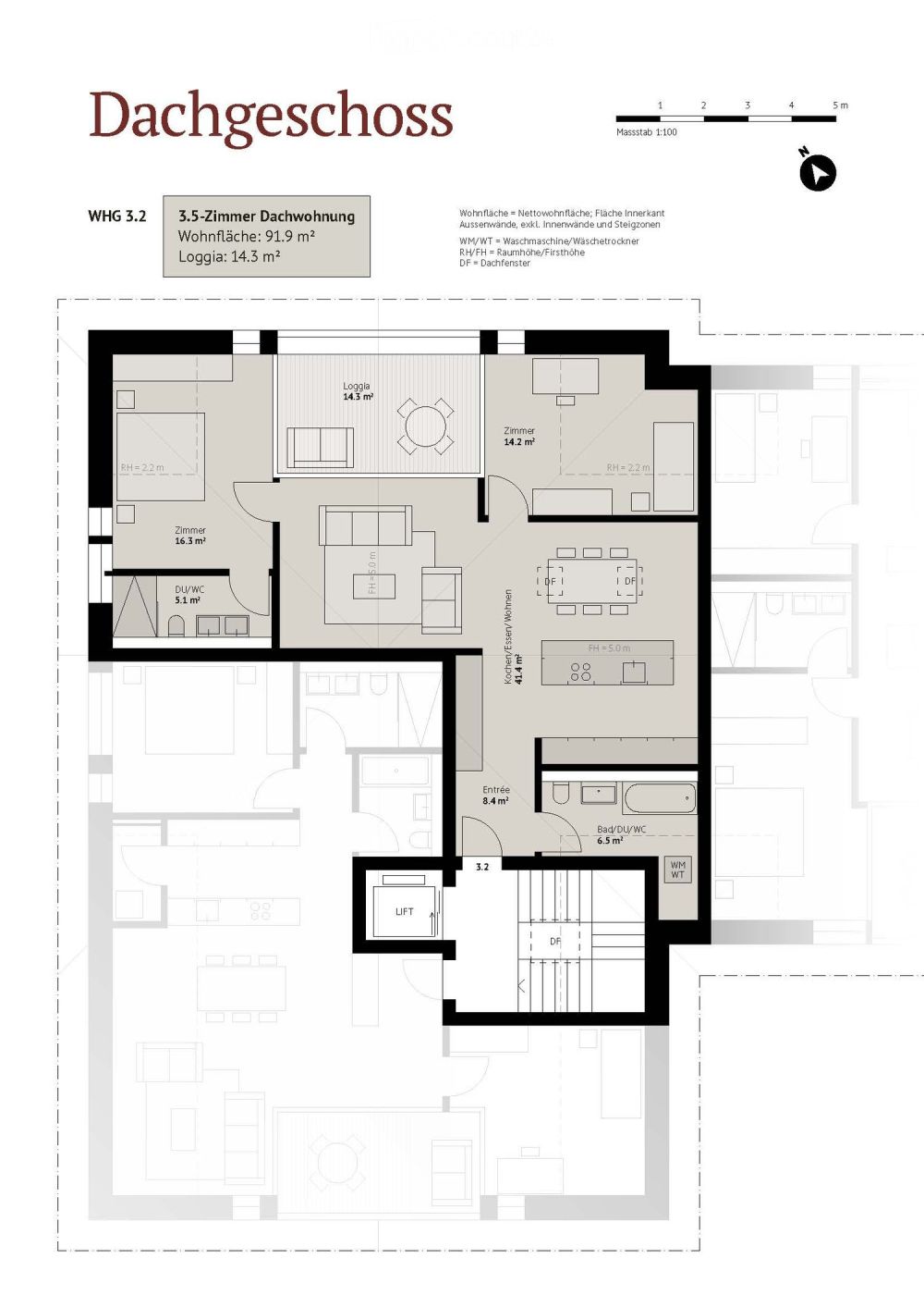 exklusive 3.5-Zimmer-Dachwohnung 3.2 in Speicher "Appenzellerhof" -  Bild 3