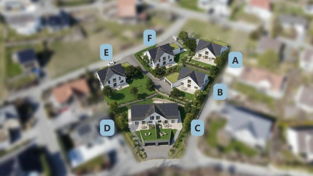 Zwei von sechs Häusern noch verfügbar - Einfamilienhaus im Neubau-Quartier Morgenacker, Buchberg SH - Visualisierung Situationsplan
