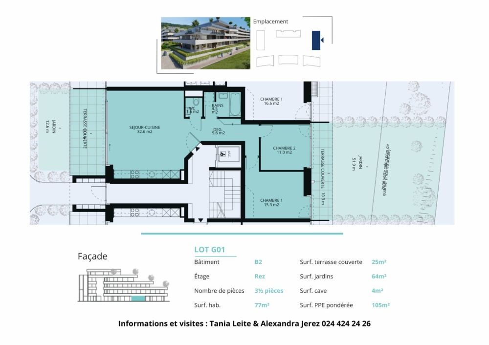 Nouvelle promotion : appartement de 3.5 pièces avec 2 terrasses et 2 jardins Ouest/Est - Bild 12