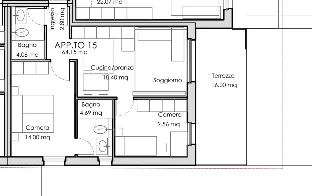 BELLISSIMO 3.5 LOCALI ULTIMO PIANO CON ROOF TOP A VACALLO -  Bild 7