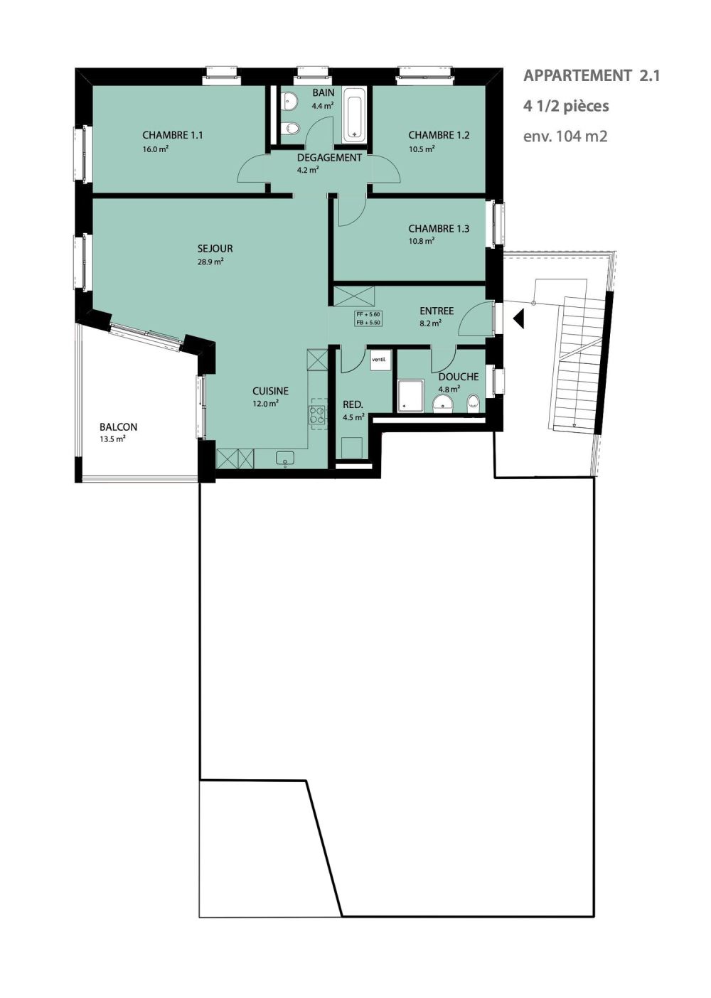 Appartement neuf, labellisé Minergie-P, de 4.5 pièces à St-Ursanne (n° 2.1) -  Bild 8