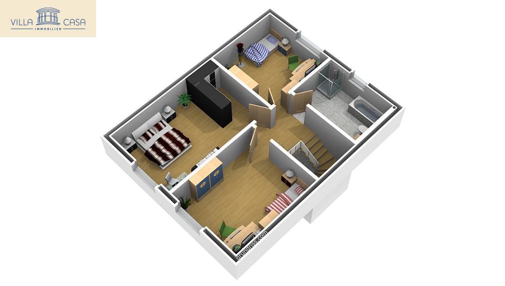 Nachhaltiges Einfamilienhaus im Berner Oberland  ideal als Zweit- ode - 24006_3D_Grundriss_DG