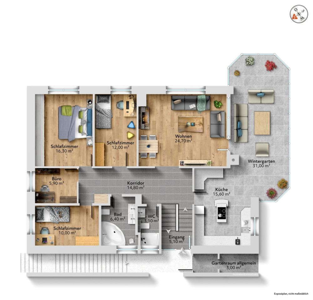 Charmante 5½-Zimmer-Gartenwohnung mit Wintergarten - Bild 6