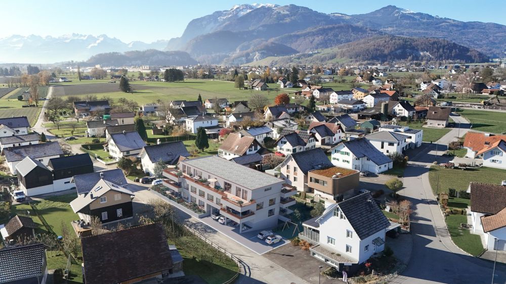 Moderne 3.5 Zimmer Neubauwohnung mit grossem Balkon - Vogelperspektive