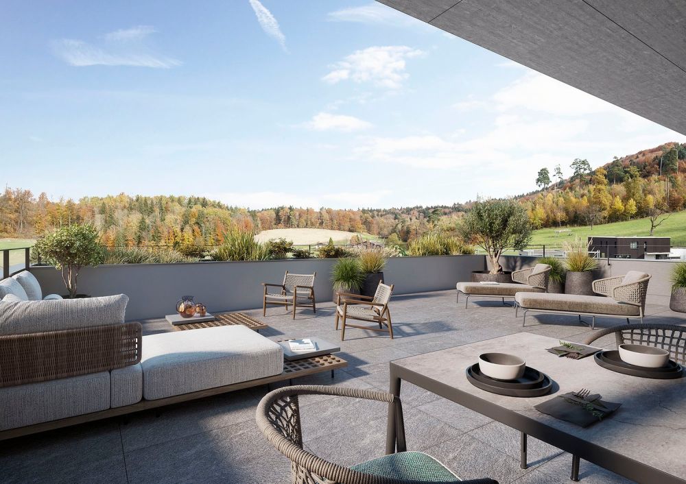 Attika-Terrassenwohnung - Zuoberst mit Weitsicht - Visualisierung Terrasse