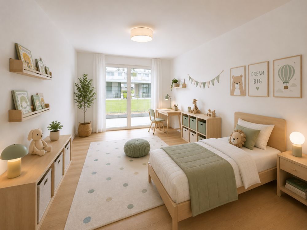 4.5 Gartenwohnung mit Blick auf die Aare - Schlafzimmer 2 "Kinderzimmer"