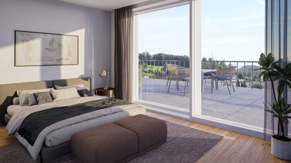 Neubau: Exklusive 5.5 Zimmer Attika-Wohnung mit Panoramasicht und 1... - Schlafzimmer
