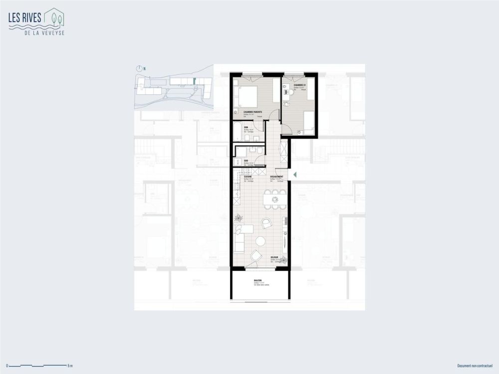 3.5 pièces traversant de 90 m² avec balcon - Châtel-Saint-Denis -  Bild 2
