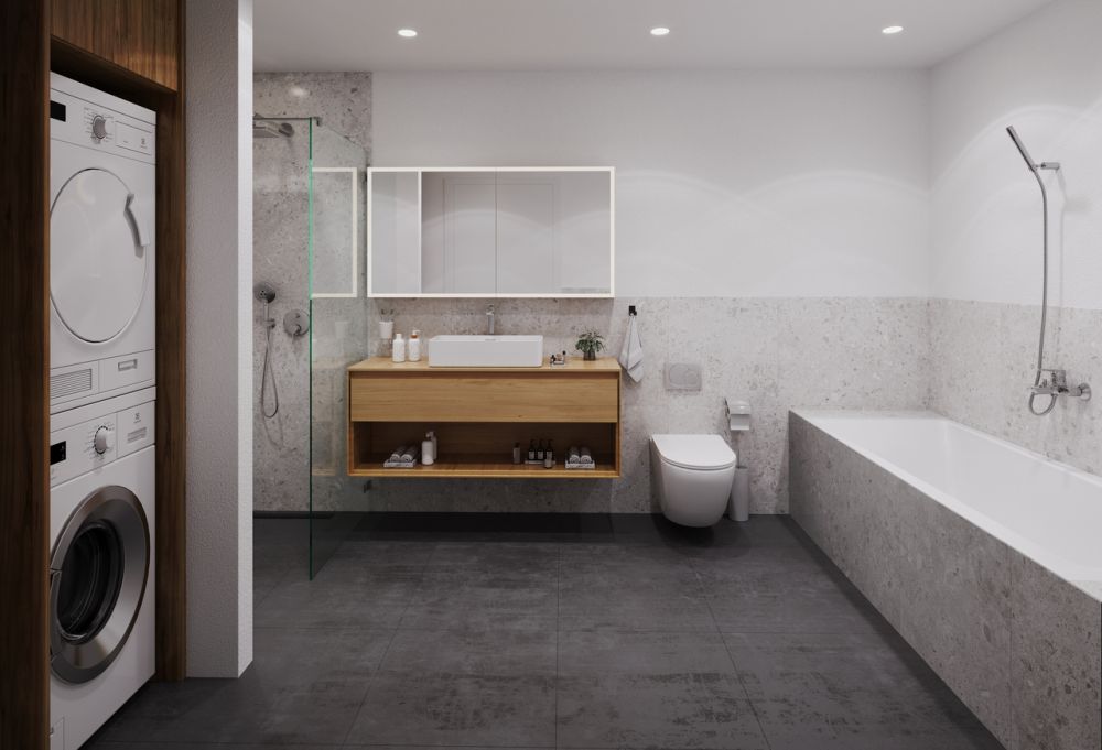 5.5 Z.- Wohnung D, im 1.OG Haus B, mit 137 m2 NWF und 25m2 Balkon - Bad