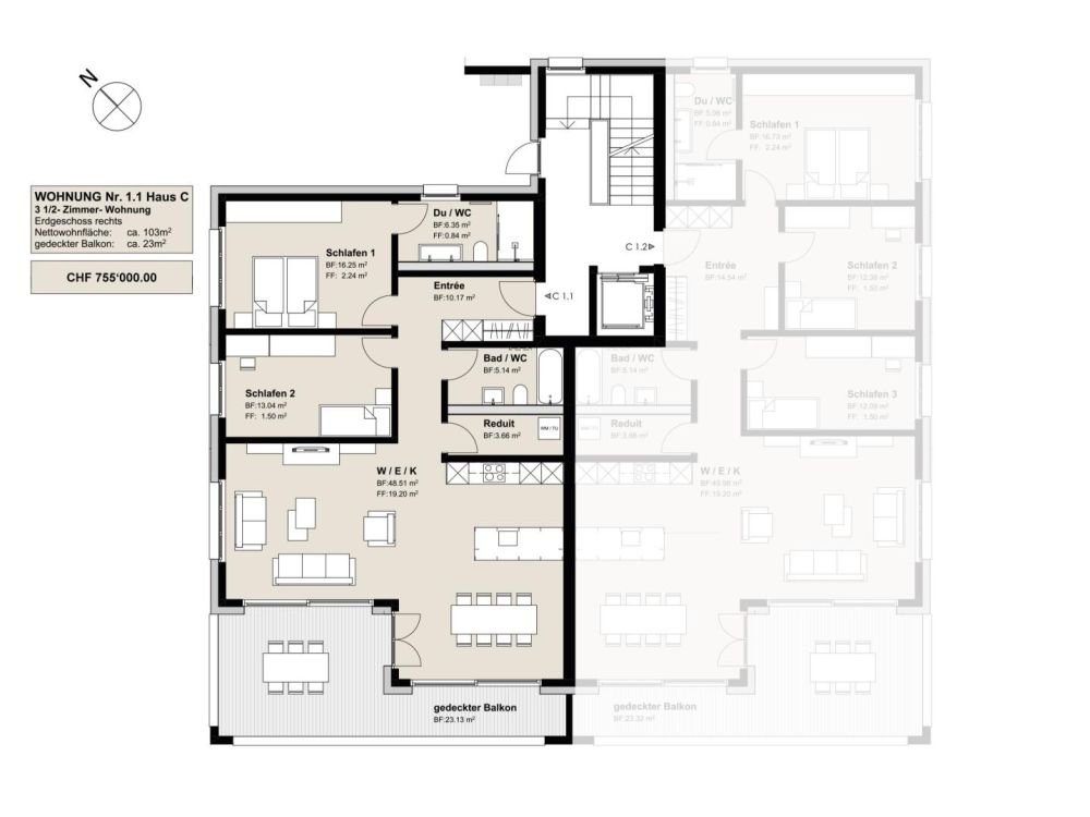«Sonnegg» - Perfekte Wohnungen an privilegierter Lage - Grundriss der Wohnung