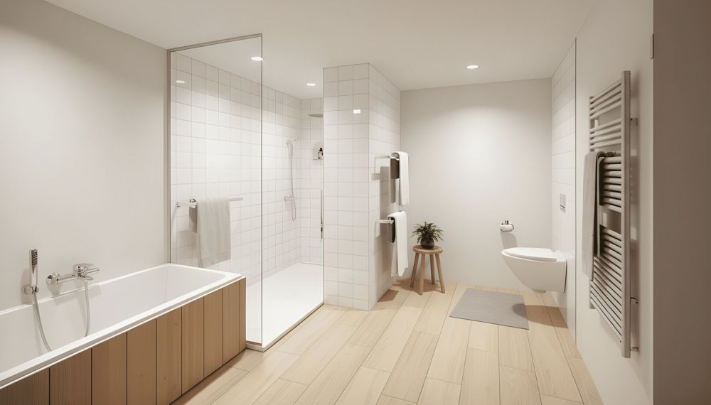 Attraktive 4.5-Zimmer-Neubauwohnung an sonniger Lage - Badezimmer gross