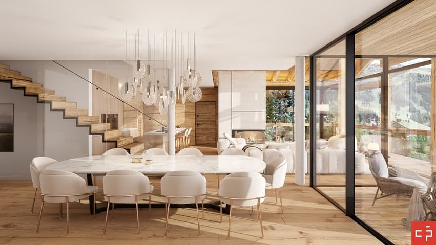 MAGNIFIQUE CHALET A CONSTRUIRE - RESIDENCE PRINCIPALE - IMAGE DE SYNTHESE- Salle à manger