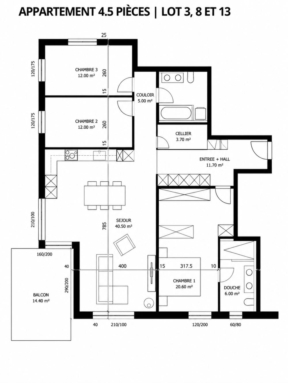 Promotion - La Frimesse à Vicques - Plan 4,5 pièces - lots n°3 , 8, 13