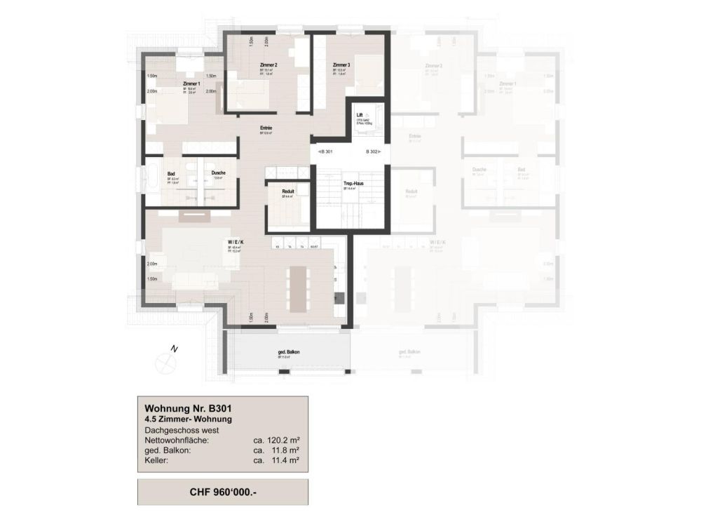Willkommen Im Zentrum - Perfekte Wohnungen für jede Lebensphase! - Grundriss 4.5-Zi. Dachwohnung