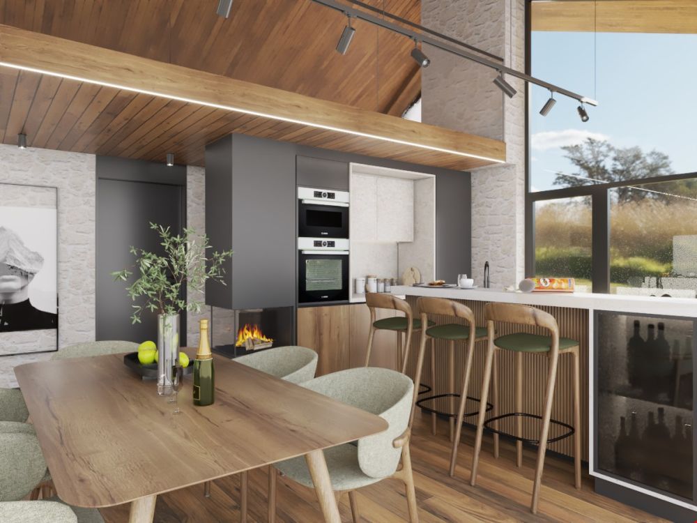 Einzigartiges Einfamilienhaus in Steg - Küchen- und Essbereich