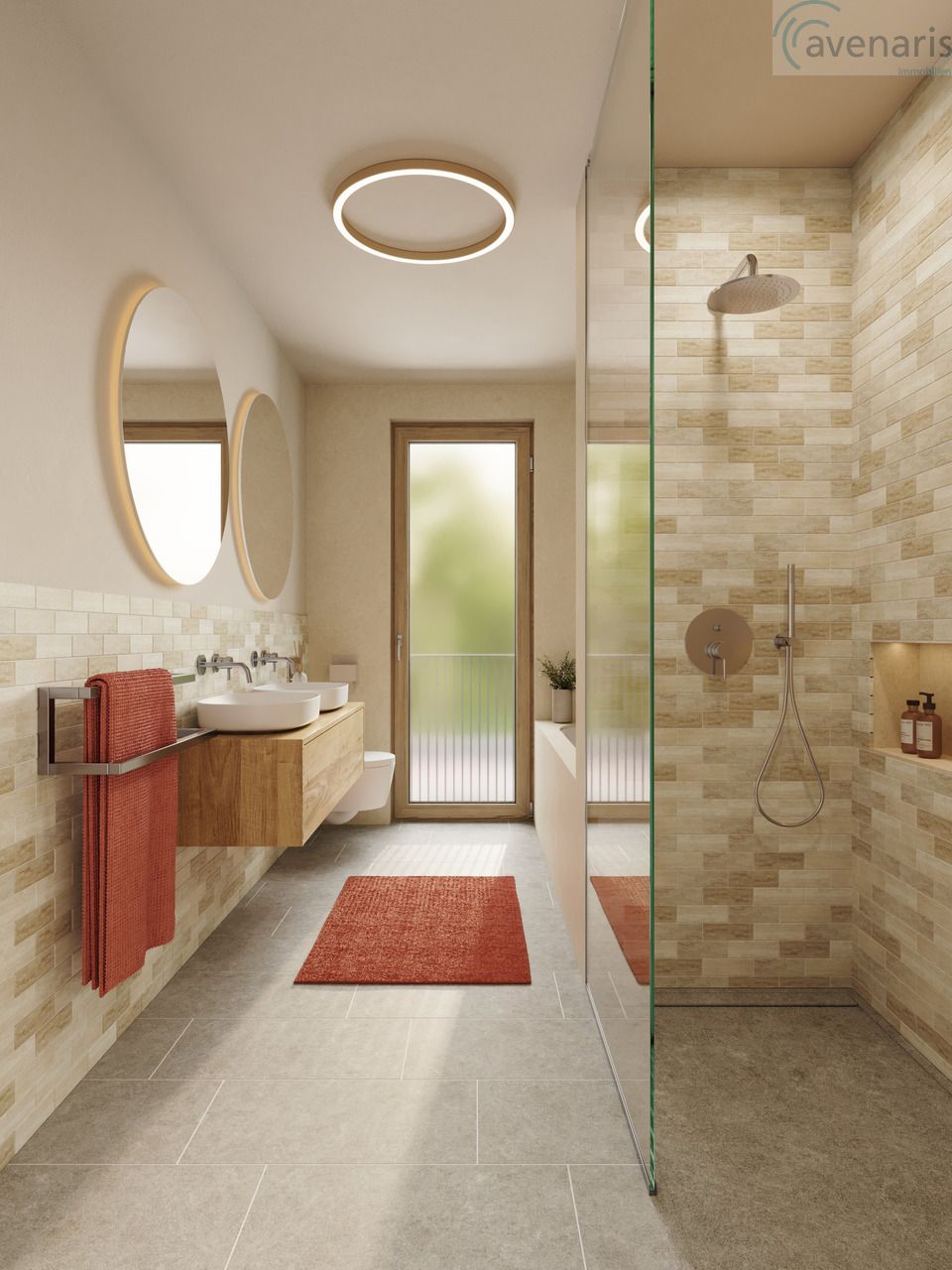 Wohnen mit Qualität in familienfreundlicher Umgebung - Badezimmer Visualisierung / Bathroom visualization