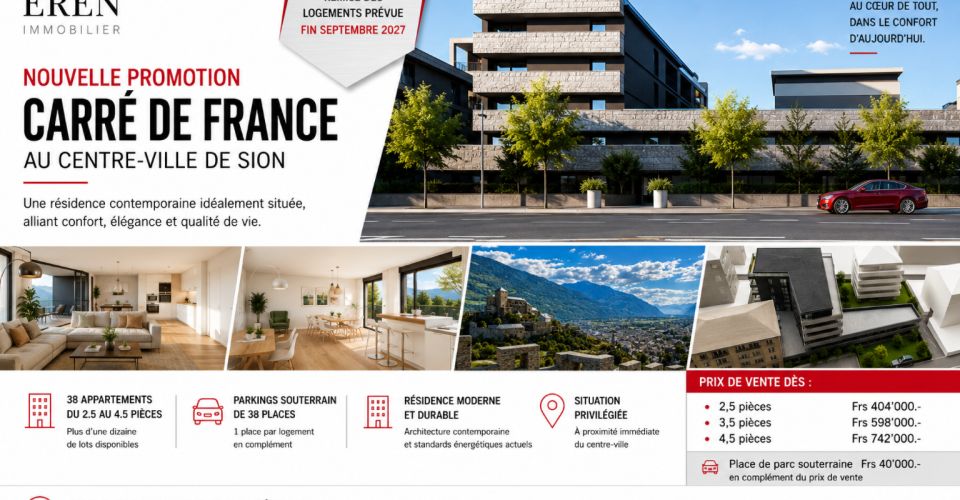 Appartement 3,5 pièces neuf au 3ème étage au centre ville de Sion - Appartement 3.5 pièces - image - 13