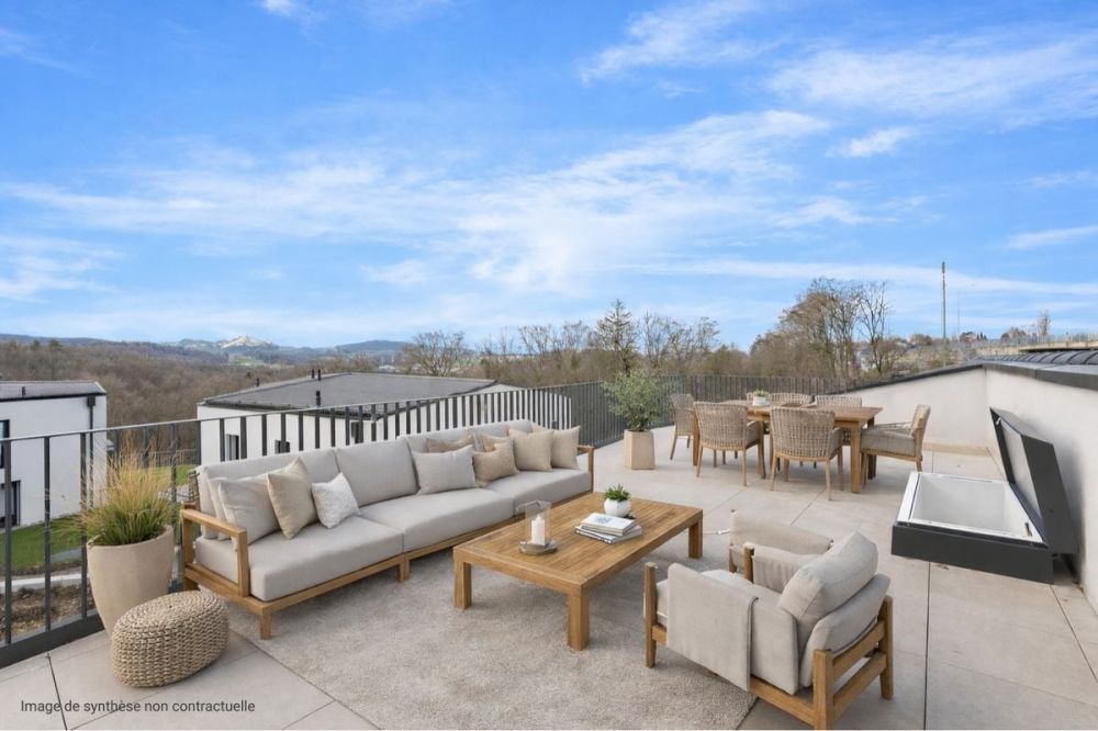 Entdecken Sie eine außergewöhnliche Wohnung, die Komfort, Raum und atemberaubende Aussicht auf die Alpen bietet. - Terrasse