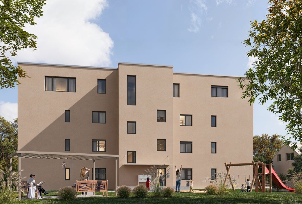 4.5 Zimmer-Wohnung (D) im 1.OG, mit 144 m2 Netto-Wohnfläche und 29.5m2 Balkon - Aussenansicht
